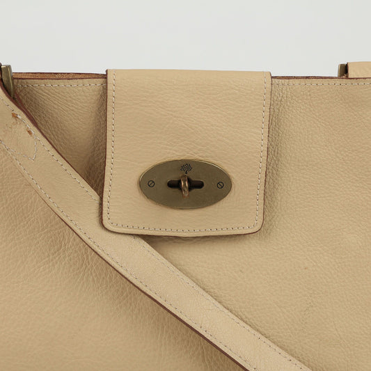 MULBERRY ベージュレザーメッセンジャーショルダー兼クロスバッグ 63643507