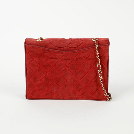 CHANEL レッドスウェードフラップチェーンショルダーバッグ 63407742