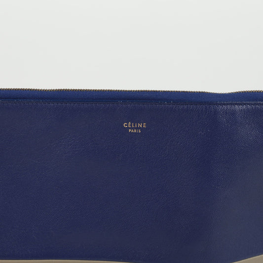 CELINE ブルーカーキレザーツートンクラッチ 63890325