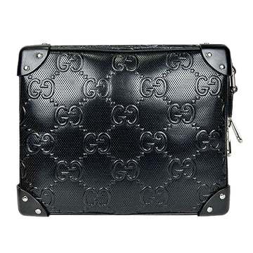 GUCCI GG Geprägte schwarze Messenger-Tasche 626363 64105788