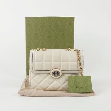 GUCCI 740834 Kleine Off-White Leder Dekotasche Schulter- und Crossbody-Tasche 63942682