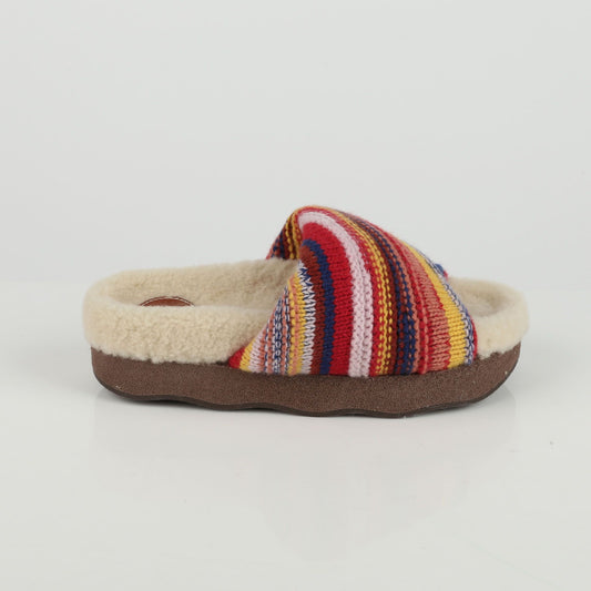 Chloe CHC21W455V969A Multi-Color Cashmere Sustain Stripe Shearing Slipper 37 64075215