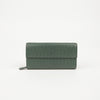 BOTTEGA VENETA 150509 グリーン レザー インタリオ コンチネンタル ジップ フラップ ロング 財布 66401544 [P]
