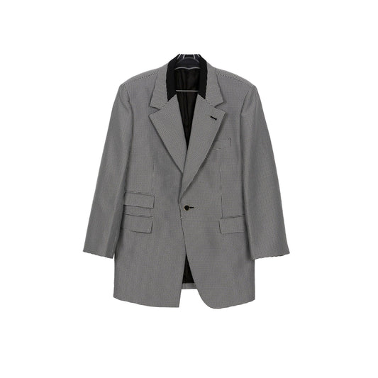 Louis Vuitton 1AAL3B Black and White Check Polyester Blend Oversized Blazer 34 64007369