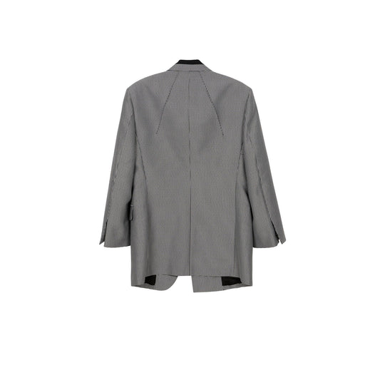 Louis Vuitton 1AAL3B Black and White Check Polyester Blend Oversized Blazer 34 64007369