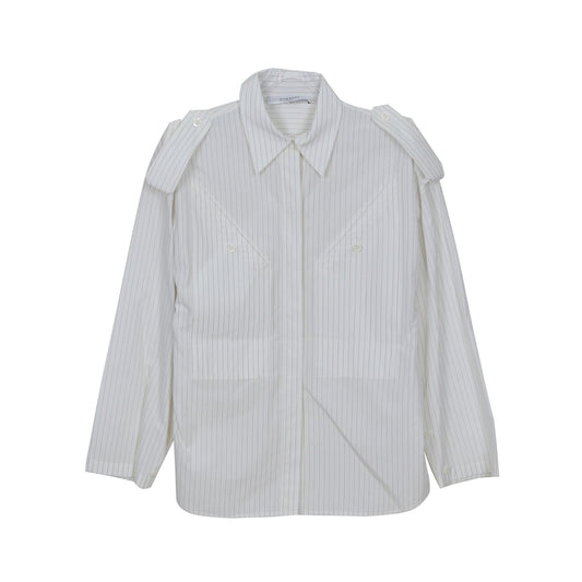 Givenchy CARE LABEL Size 34 White Cotton Stripe Shirt 64063263