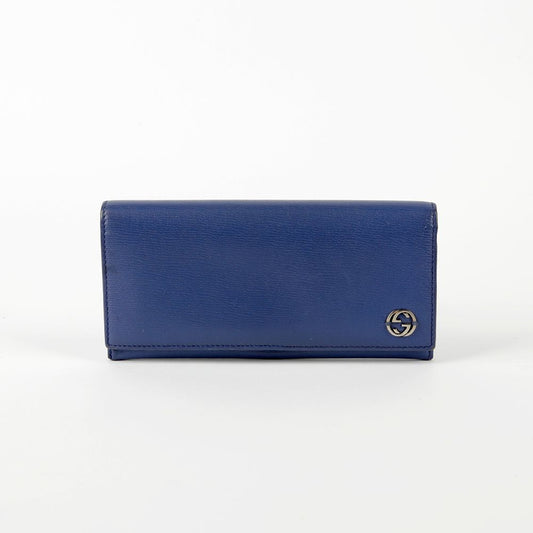 Gucci Navy Leather Logo Long Wallet 256348 64225509