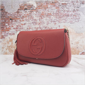 Burberry Gucci Women's Crossbody Bag 536224 14 Red Leather Chain Bag 40s 64402654