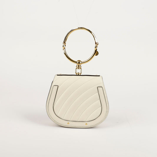 CHLOE CHC18AS301 スモール ホワイト レザー ナイル トートバッグ 64292199