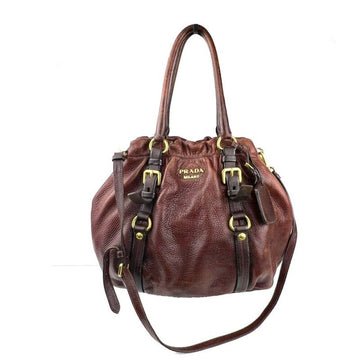 PRADA Shirring Ziegelfarben Gradient Leder Schultertasche 64559583