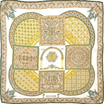 Hermes Ciels Byzantine Silk Scarf Beige 42 64563216