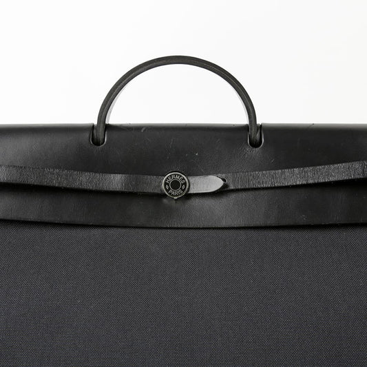 HERMES 50サイズ ブラック キャンバス エル トート兼ショルダーバッグ 64290618