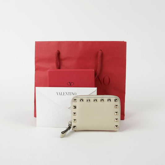 VALENTINO KW2P0358 Ivory Leder Rockstud Kartenetui 86802703
