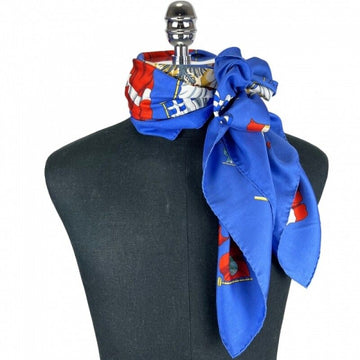 Hermes Philippe Ledoux Papoua Navy Blue Silk Scarf 90 64611883