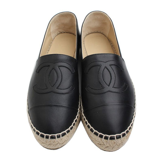 CHANEL ブラックラムスキンエスパドリーユシューズ 35 64896505
