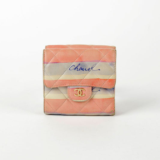 CHANEL Multicolor Lambskin Graffiti Logo Bi-Fold Wallet 64713478