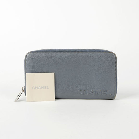 CHANEL Blue Leather Long Wallet 18 64713514