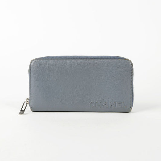 CHANEL Blue Leather Long Wallet 18 64713514