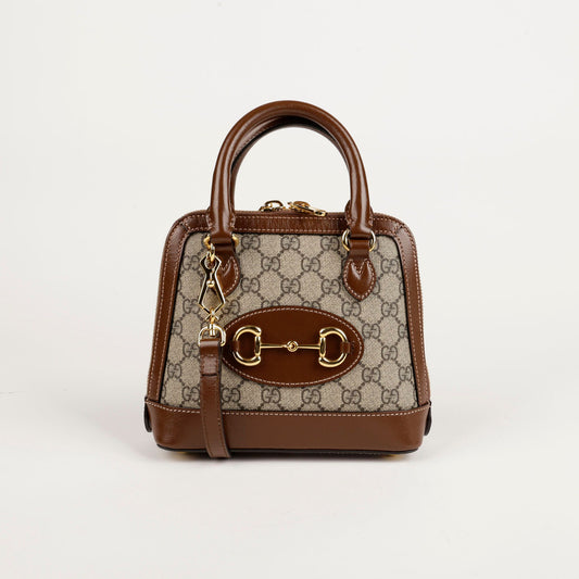 GUCCI ミニ GG スプリーム キャンバス ホースビット 1955 トップ ハンドル トート兼ショルダーバッグ 64852956