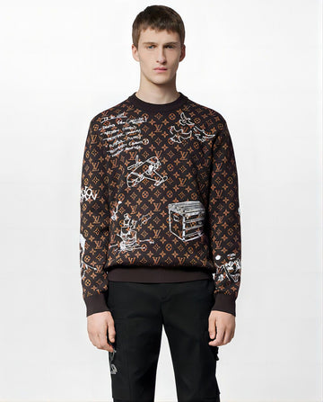 LOUIS VUITTON Monogramm bestickter Wollcrewneck L 65324493