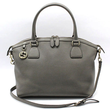 Gucci Gray Leather Gold Double G Interlocking Dome Shoulder Bag 449651 65751405