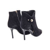 DIOR クリスチャン ブラック スエード オープントゥ サイドジッパー アンクル ブーツヒール 35 65801115 [P]