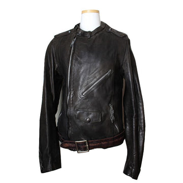 GOLDEN GOOSE Charcoalgrau Kalbsleder Bikerjacke 55 65863610