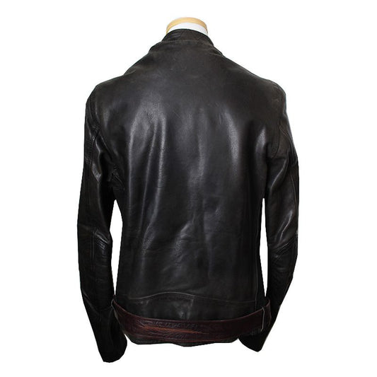 GOLDEN GOOSE チャコールグレー カーフスキン バイクジャケット 55 65863610