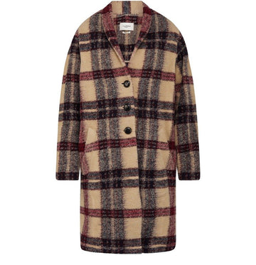 ISABEL MARANT Gabrielle Check Coat Burgunder Ecru MA1297 22A012E BYEC 65869097