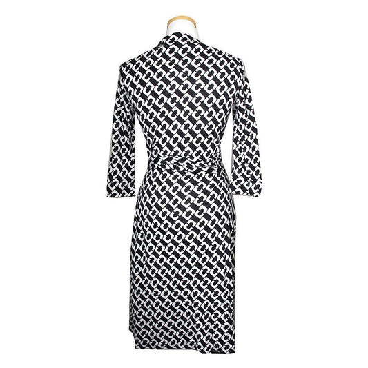 DIANE VON FURSTENBERG ダイアン・フォン・ファーステンバーグ ブラック & ホワイト プリント ラップ ワンピース 44 65883449