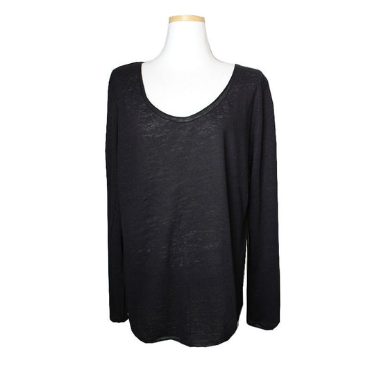 Theory Black Linen Long Sleeve T-Shirt 66, 77 65885977