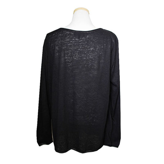 Theory Black Linen Long Sleeve T-Shirt 66, 77 65885977