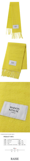 Maison Kitsune Logo Alpaca Fringe Scarf Lemon LW06206WA0022 P725 63497227 [P]