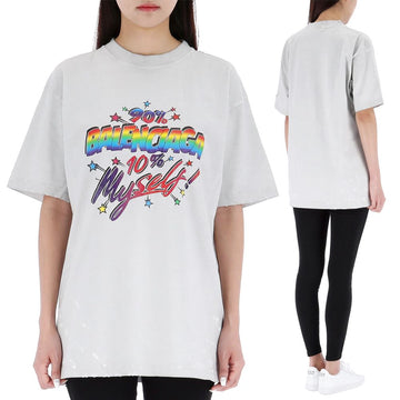 BALENCIAGA Grafisches Logo Druck Oversized T-Shirt Größe 66 34047455