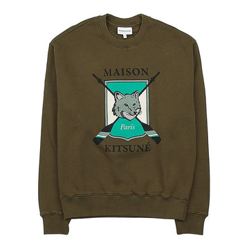 MAISON KITSUNE メンズ カレッジ フォックス トレーナー KHAKI LM00309KM0307 62310454