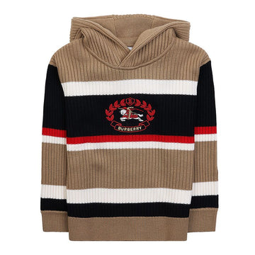 Burberry Boys Embroidered Wool Hooded Sweater 8065791 C KB5 GRAYSEN STRIPE A7029 (2-4) 63507125