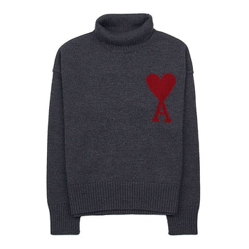 AMI Unisex Big Heart Logo Turtleneck Knit 63669427