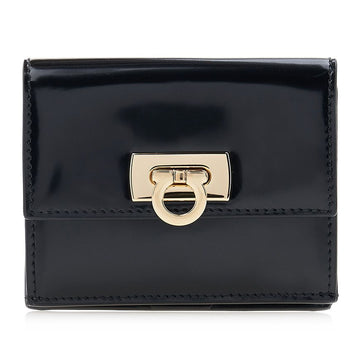 SALVATORE FERRAGAMO 間違いなくおしゃれなコンパクト財布 22 0434 NERO 0760658 55440858
