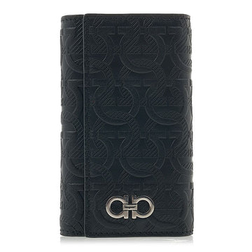 Salvatore Ferragamo Men's Gancini Key Wallet 66 1072 NERO PEBBLE 0753609 58228948