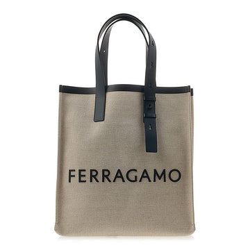 Salvatore Ferragamo Women's Logo Canvas Tote Bag 21 1297 NERO NATU 0764870 60682716