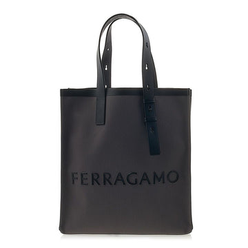 Salvatore Ferragamo Women's Logo Lettering Cotton Tote Bag DARK GREY 0764872 60683005