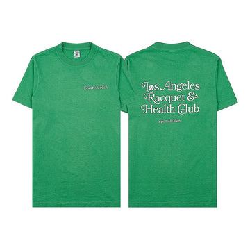 SPORTY & RICH Unisex Logo Baumwoll T-Shirt LA RACQUET CLUB T SHIRT VERDE WHITE 55607494