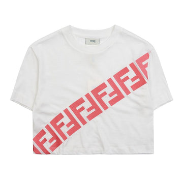 FENDI Mädchen FF Logo Baumwoll-T-Shirt JFI291 7AJ F1KCQ (9-10) 59658346