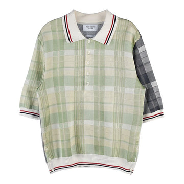THOM BROWNE Männer Fun Mischgewebe Karo Jacquard Polohemd 47306186
