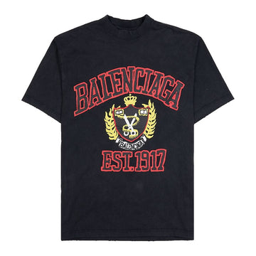 Balenciaga Men's College Logo Print T-Shirt 739784 TOVK1 1055 54698523