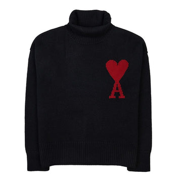AMI Unisex Big Heart Logo Wool Turtleneck Knit BFUKS406 018 009 59914615