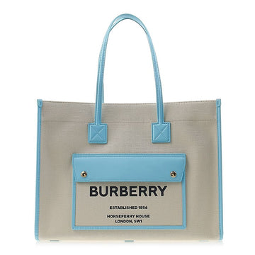 BURBERRY ミディアム ツートン キャンバス フレイヤ トート 8070579 LL MD FREYA TOTE LL6 A1395 60682623