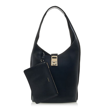 Salvatore Ferragamo Women's Gancini Hobo Shoulder Bag 21 3995 NERO VITELLO 0764374 58228446