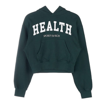 SPORTY & RICH Women's Healthy Ivy Cropped Hoodie Forest White 46354231