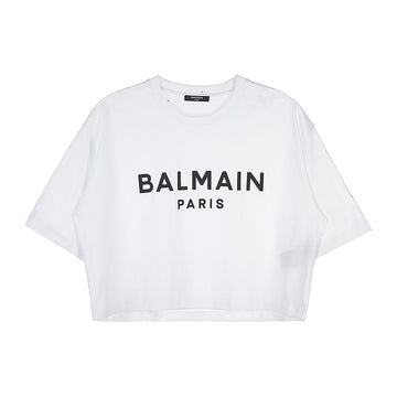 BALMAIN Damen Logo Druck Cropped T-Shirt AF1EE020 BB02 GAB 45719669